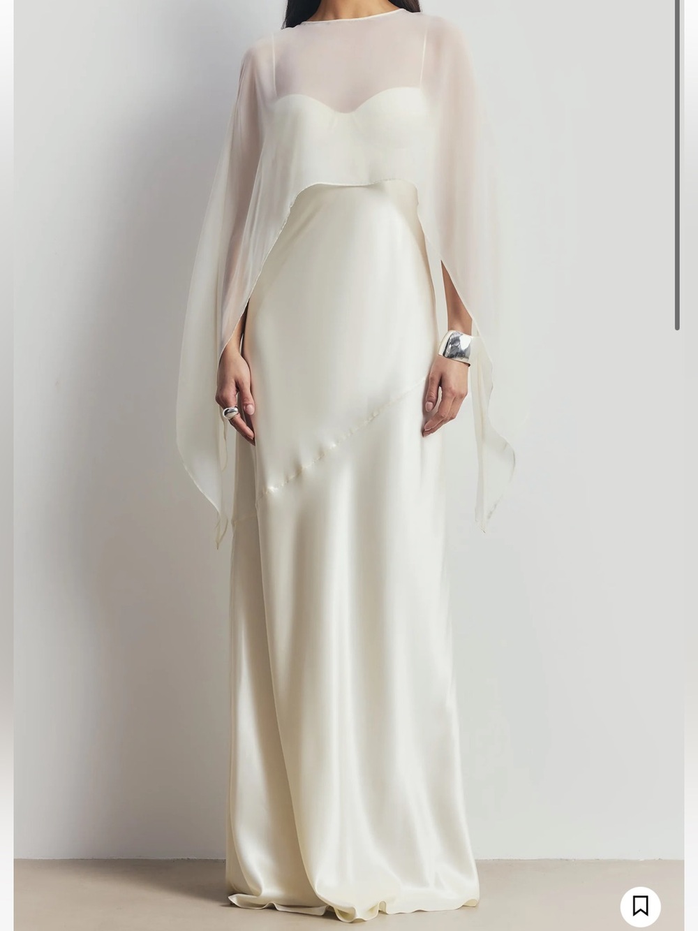 Elegant Ivory Sheer Cape Wedding/ Bridal Dress